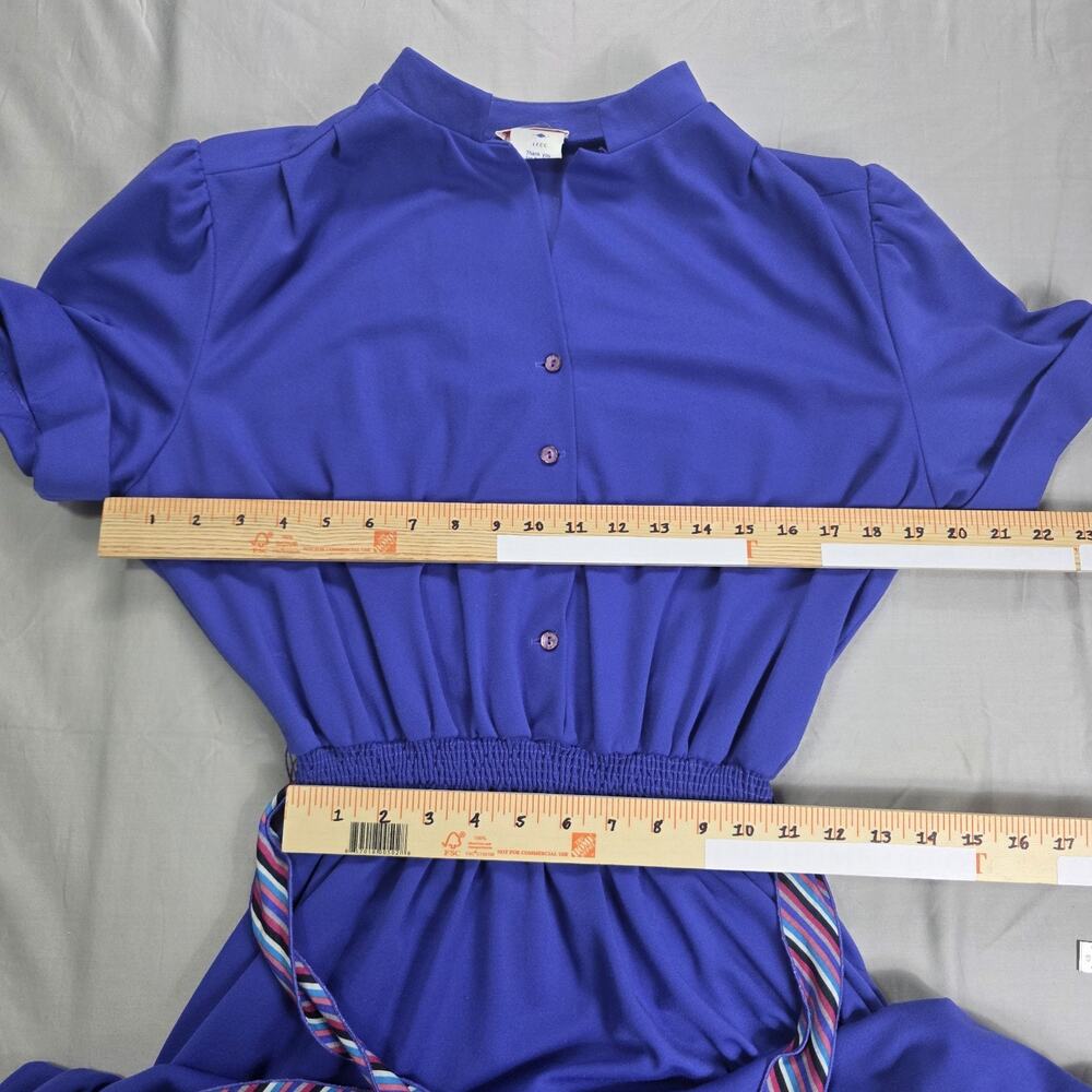 Vintage 70s It’s a Lehigh Blue Shirt Dress ILGWU Made in USA Retro Secretary M - Picture 7 of 10